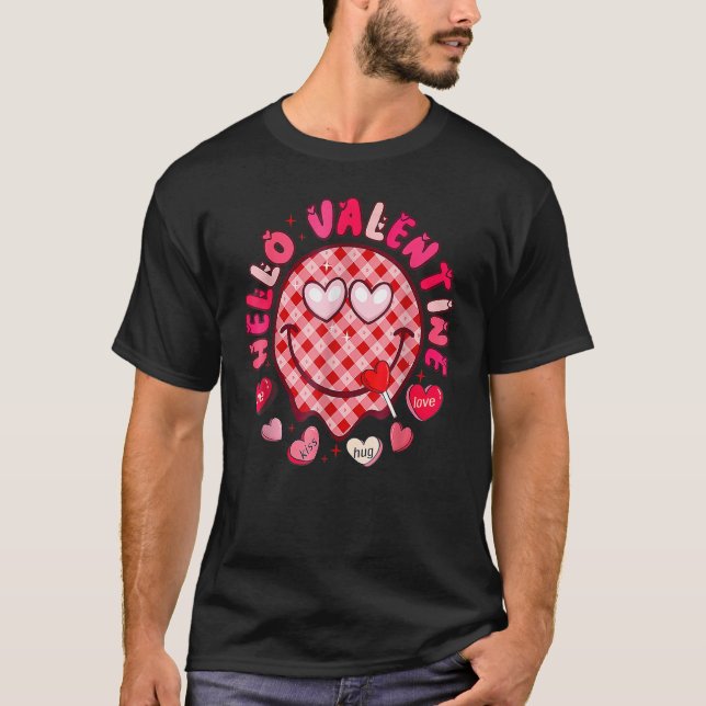 Hallo Valentine Retro Herzen Be Mine Valentines Da T-Shirt (Vorderseite)