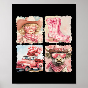 Hallo Valentins Cowgirl Retro Vintage Western Vale Poster