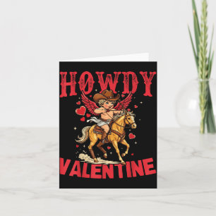 Hallo Valentins Retro-Herz-Cowboyhut Western-Kuh Karte