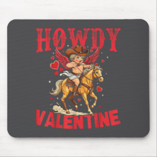 Hallo Valentins Retro-Herz-Cowboyhut Western-Kuh Mousepad