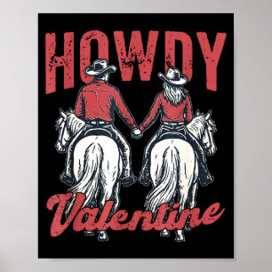 Hallo Valentins-Retro-Western-Paar Liebe Poster
