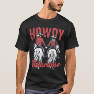Hallo Valentins Retro Western Paar Liebe T-Shirt