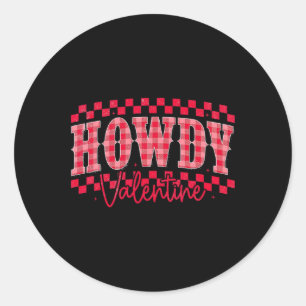 Hallo Valentins Western-Cowgirl Valentinstag Frau Runder Aufkleber