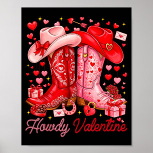 Hallo Valentinstag Western Cowgirl Stiefel xoxo Poster
