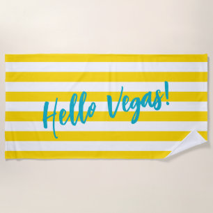 Hallo Vegas Gelb Weiße Cabanastreifen Poolparty Strandtuch