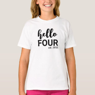 Hallo Vier Personalisierter Geburtstag T - Shirt