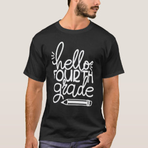 Hallo Vierte 4. Klasse Bleistift Zurück zur Schule T-Shirt