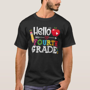 Hallo Vierte 4. Klasse Lehrer Erster Tag der Schul T-Shirt