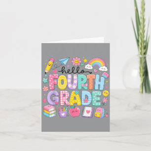 Hallo Vierte Klasse Erster Schultag Cute Karte