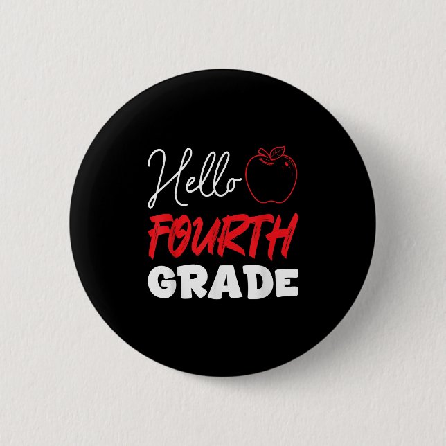 Hallo Vierte Klasse Schule Jahr 4. Klasse Kinder Button (Vorderseite)