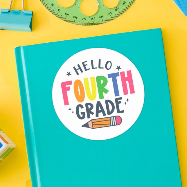 Hallo vierte Klasse zurück in die Schule Runder Aufkleber (Von Creator hochgeladen)