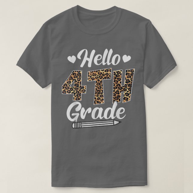 Hallo Vierte Klasse zurück zu leoparden Lehrer T-Shirt (Design vorne)