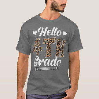 Hallo Vierte Klasse zurück zu leoparden Lehrer T-Shirt