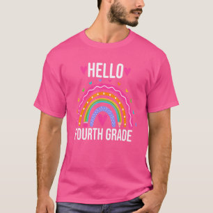 Hallo Vierter Klasse Lehrer Kinder Mädchen Rainbow T-Shirt