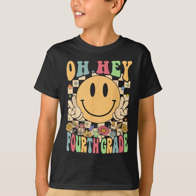Hallo Vierter Klasse Lehrer Student 4. Klasse zurü T-Shirt (Vorderseite)