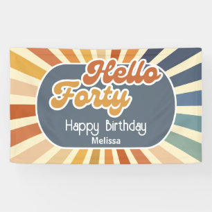 Hallo Vierzig Retro Sonne Groovy Wave Geburtstag Banner