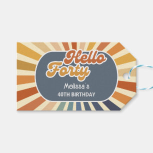 Hallo Vierzig Retro Sonne Groovy Wave Geburtstag Geschenkanhänger