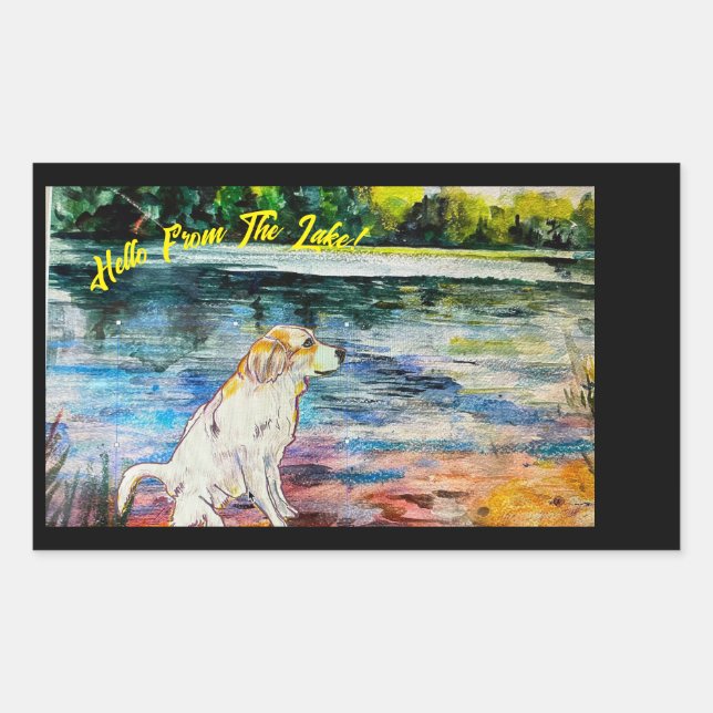 Hallo vom See Rechteckiger Aufkleber (Vorderseite)