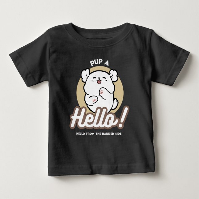 Hallo von der Barked Side - Niedliches Dog Design Baby T-shirt (Vorderseite)