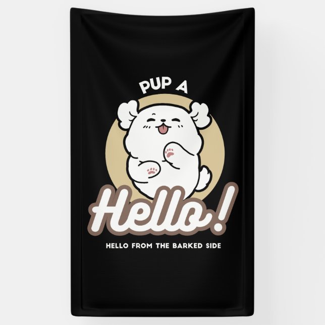 Hallo von der Barked Side - Niedliches Dog Design Banner (Vertikal)