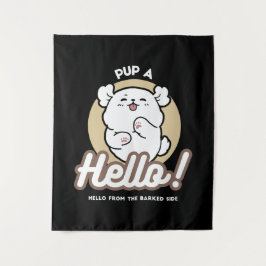 Hallo von der Barked Side - Niedliches Dog Design Wandteppich