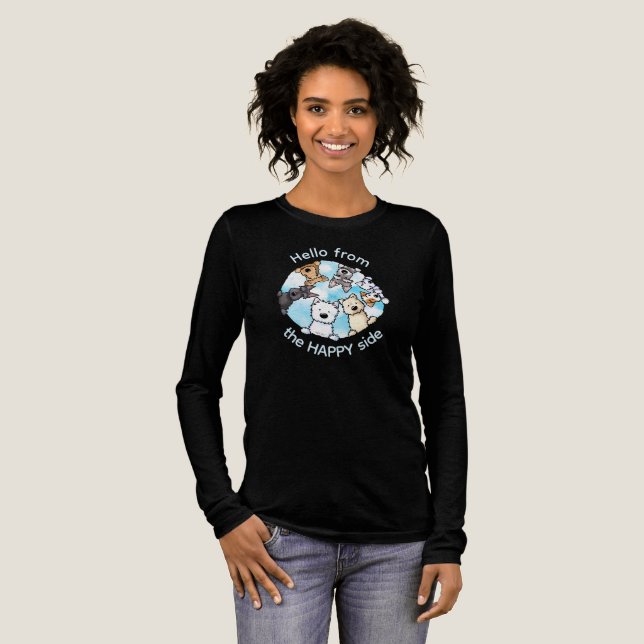 Hallo von der glücklichen Seite Tri-Blend Shirt (Volle Vorderseite)