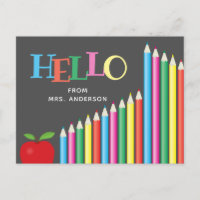 Hallo Von Lehrer Colored Pencils Chalkboard