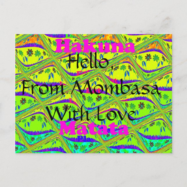 Hallo Von Mombasa mit Liebe Hakuna Matata Postcar Postkarte (Vorderseite)