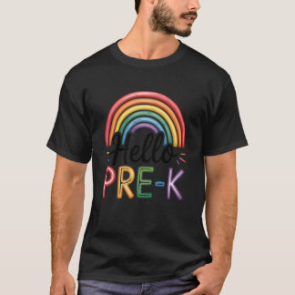 Hallo Vor-K Rainbow Zurück zur Schule Lehrer Schül T-Shirt