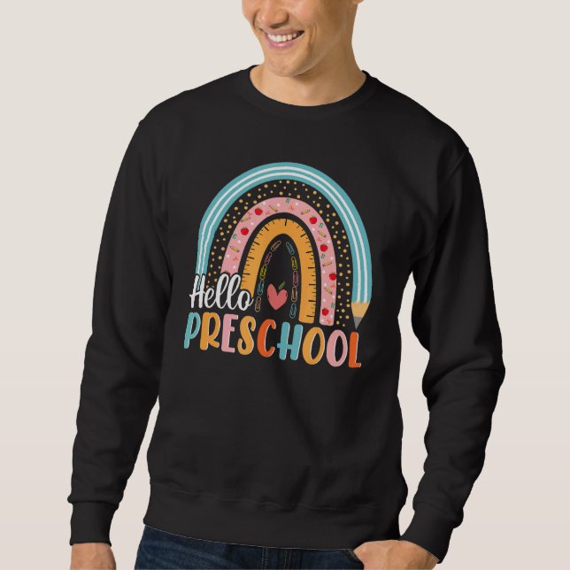 Hallo Vorschule Boho Regenbogenlehrer zurück nach  Sweatshirt (Vorderseite)