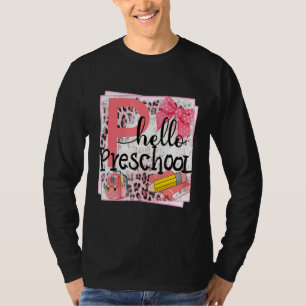 Hallo Vorschule Leopard Bleistift zurück nach Scho T-Shirt