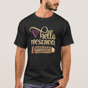 Hallo Vorschule Leopard Bleistift Zurück zur Schul T-Shirt