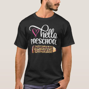 Hallo Vorschule Leopard Pencil wieder in die Schul T-Shirt