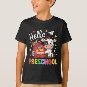 Hallo Vorschule Niedliche Kuh 100. Schultag Stude T-Shirt