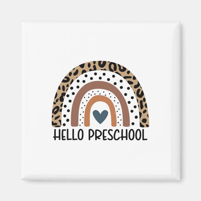 Hallo Vorschule Regenbogen Lehrer Team Vorschule Q Magnet (Vorne)