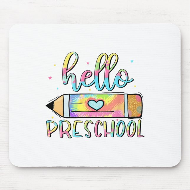 Hallo Vorschule Tie Dye Bleistift Lehrer Kind 1. T Mousepad (Vorne)