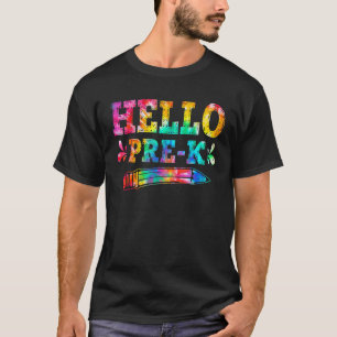 Hallo Vorschule Tie Dye Erster Schultag Cute Zurüc T-Shirt