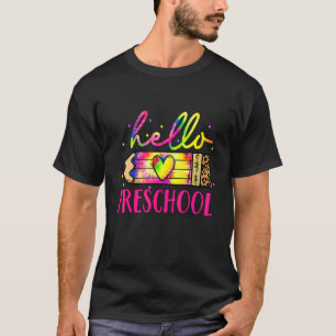 Hallo Vorschule Tie Dye Leopard Bleistift Zurück z T-Shirt