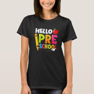 Hallo Vorschule Zurück zur Schule Junge Mädchen Ki T-Shirt