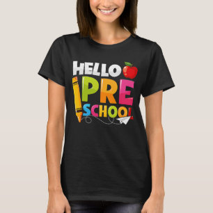 Hallo Vorschule zurück zur Schule Junge Mädchen un T-Shirt