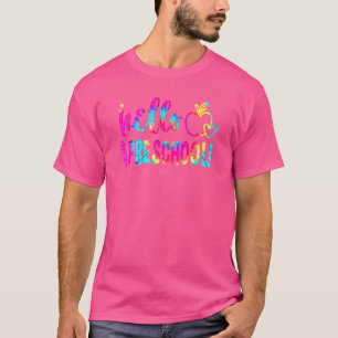 Hallo Vorschullehrer Gefärbte Krawatte Student Zur T-Shirt
