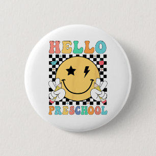 Hallo Vorschullehrer Kinder Team Pre-k Pre K Zurüc Button