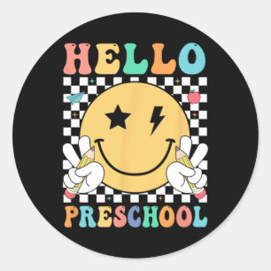 Hallo Vorschullehrer Kinderteam Pre-k Pre K Zurück Runder Aufkleber
