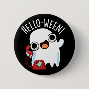 Hallo-ween Lustiger Geist Wortspiel Dunkler Hinter Button