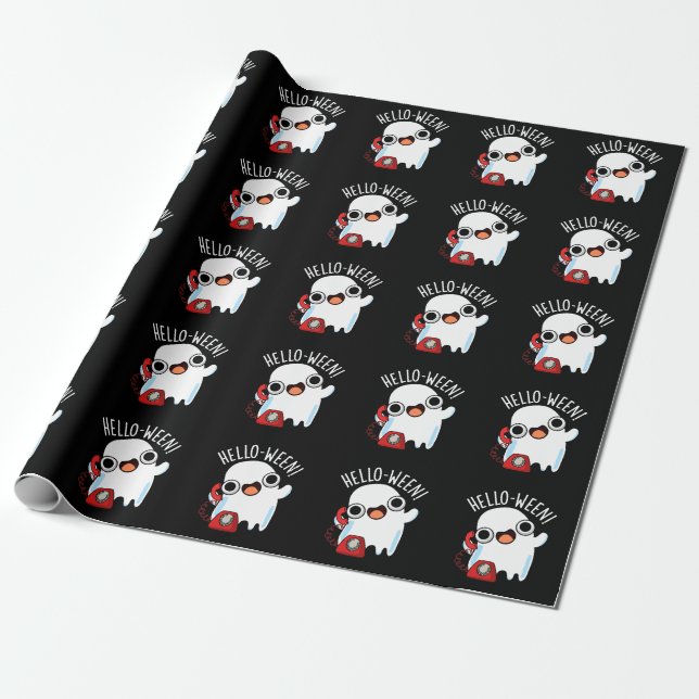 Hallo-ween Lustiger Geist Wortspiel Dunkler Hinter Geschenkpapier (Ungerollt)