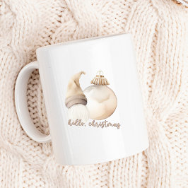 Hallo Weihnachten Beige Gnome Ornament Kaffeetasse