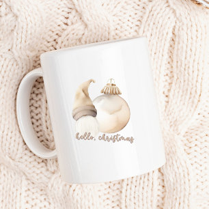 Hallo Weihnachten Beige Gnome Ornament Kaffeetasse