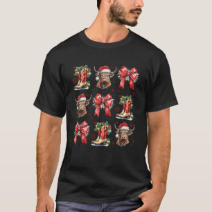 Hallo Weihnachten Kokette Schleife Highland Kuh Sa T-Shirt