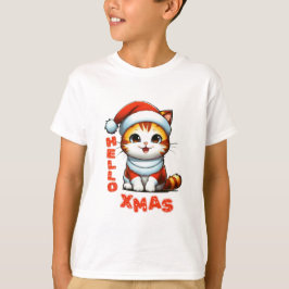 Hallo Weihnachten - Niedliche Weihnachtskatze in e T-Shirt