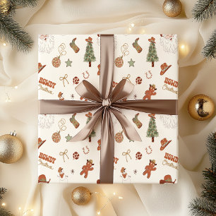 Hallo Weihnachten Western Cowboy  Geschenkpapier